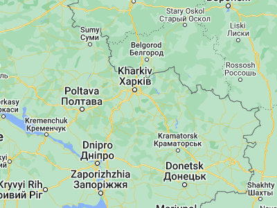 Map showing location of Zmiyev (49.69664, 36.36109)