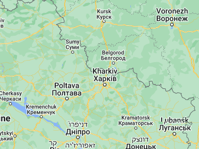 Map showing location of Zolochiv (50.27985, 35.98178)
