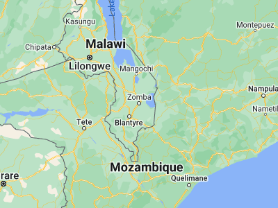 Map showing location of Zomba (-15.38596, 35.3188)