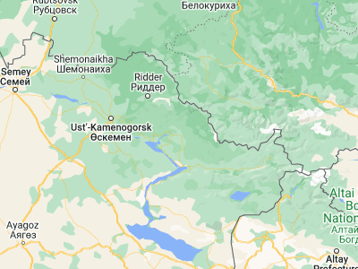 Map showing location of Zyryanovsk (49.72654, 84.27318)